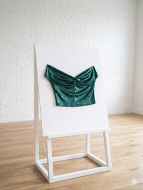 Emerald Satin Off-Shoulder Twist Crop Top